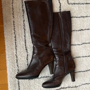 Aquatalia Brown Leather Weatherproof Knee Boots Sz 8